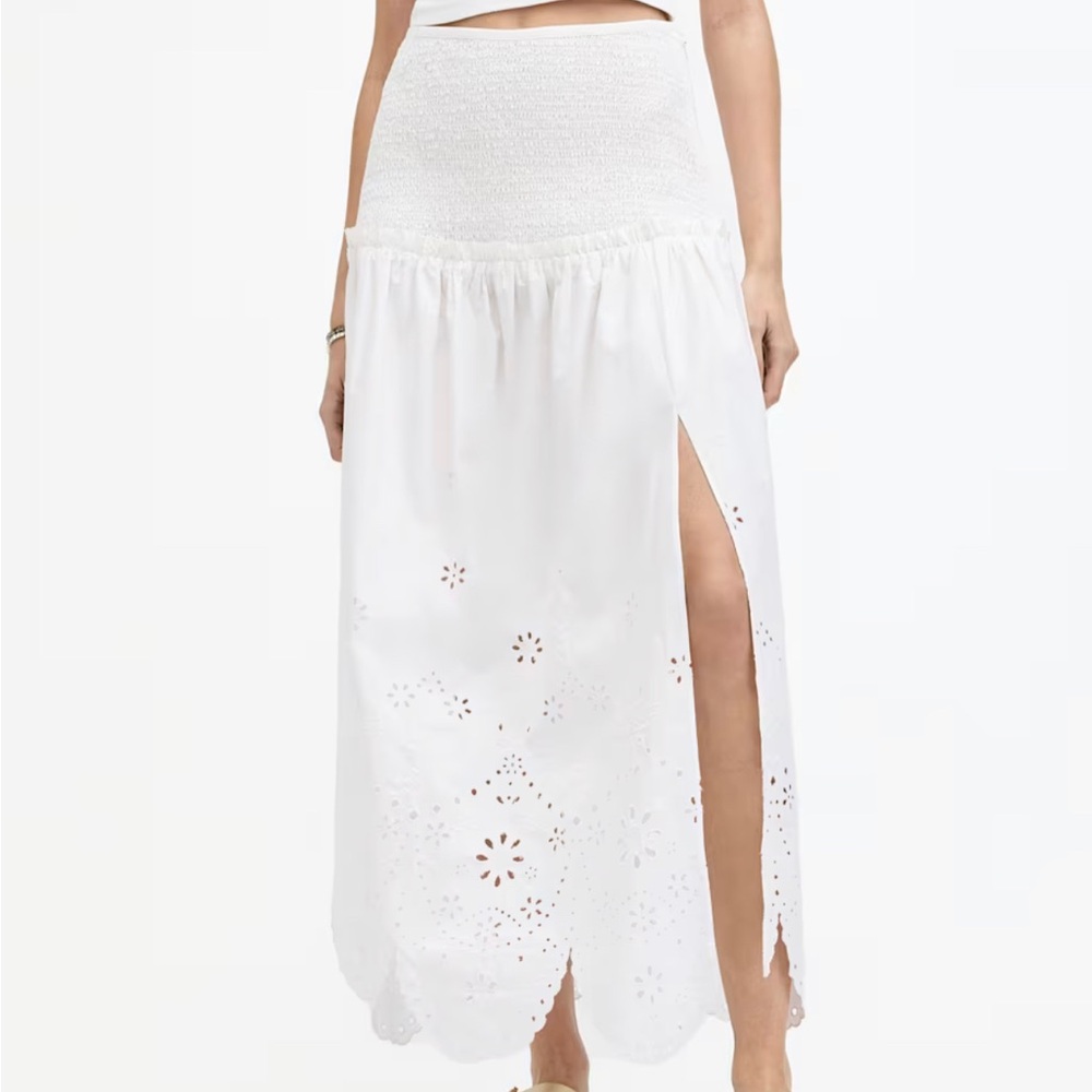 All Saints White Midi Skirt
